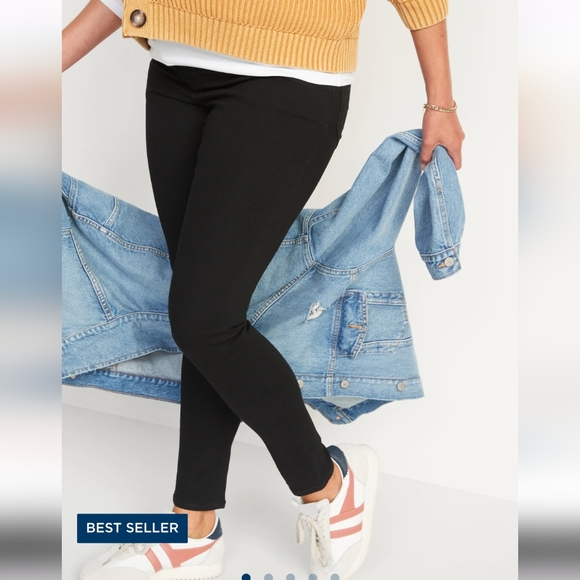 Old Navy Maternity Size 10 Black Super Skinny Rockstar Jeans Full Panel Jegging - Picture 2 of 9